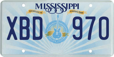 MS license plate XBD970