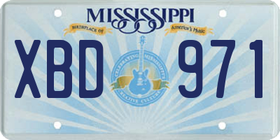 MS license plate XBD971