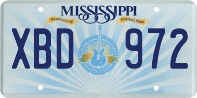 MS license plate XBD972
