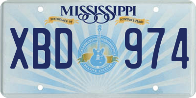 MS license plate XBD974