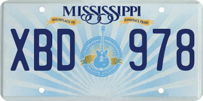 MS license plate XBD978
