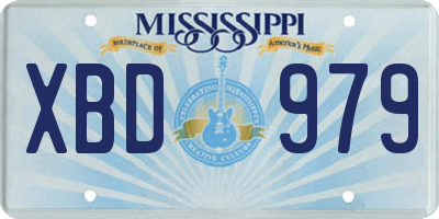 MS license plate XBD979
