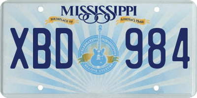 MS license plate XBD984