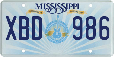 MS license plate XBD986