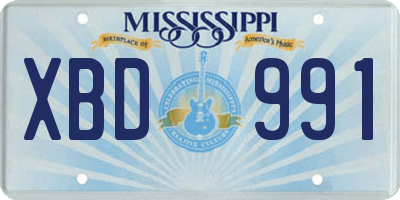 MS license plate XBD991