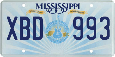 MS license plate XBD993