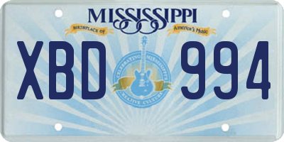 MS license plate XBD994