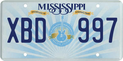 MS license plate XBD997