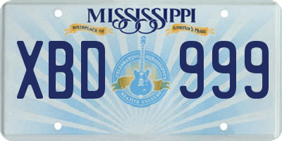 MS license plate XBD999