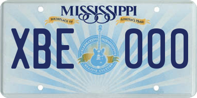 MS license plate XBE000