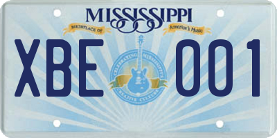 MS license plate XBE001