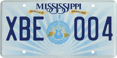 MS license plate XBE004