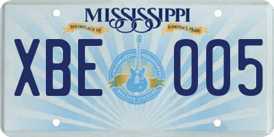 MS license plate XBE005