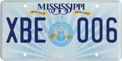 MS license plate XBE006