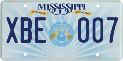 MS license plate XBE007