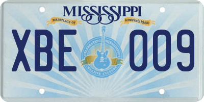 MS license plate XBE009