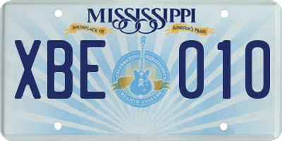 MS license plate XBE010