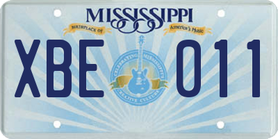 MS license plate XBE011