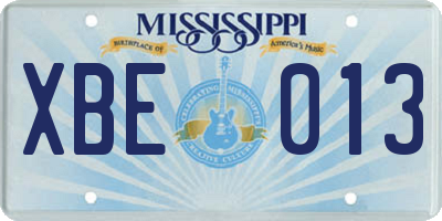 MS license plate XBE013
