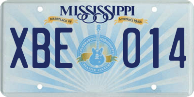 MS license plate XBE014