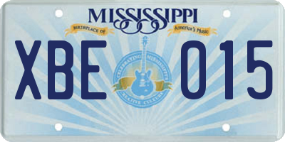 MS license plate XBE015