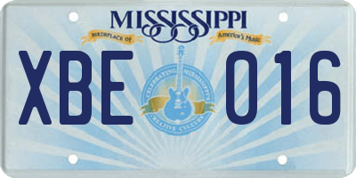 MS license plate XBE016