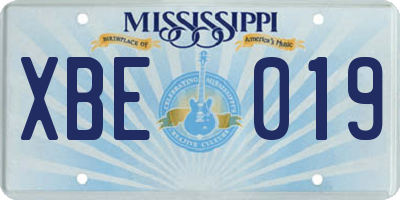 MS license plate XBE019