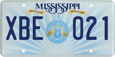 MS license plate XBE021