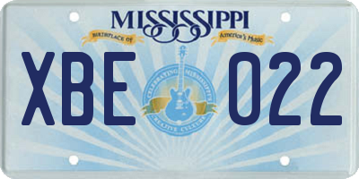 MS license plate XBE022