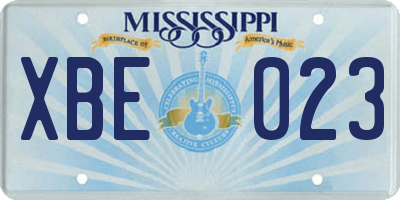 MS license plate XBE023