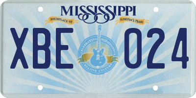 MS license plate XBE024