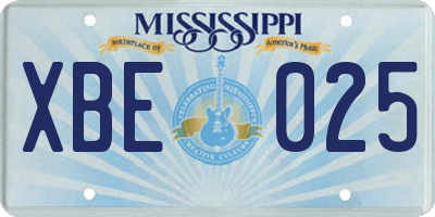 MS license plate XBE025