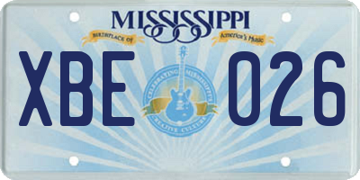 MS license plate XBE026