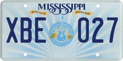 MS license plate XBE027