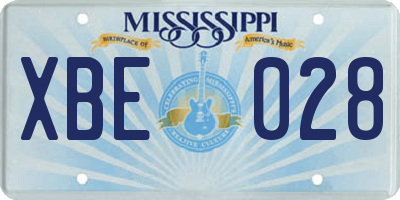 MS license plate XBE028
