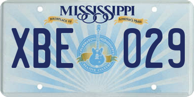 MS license plate XBE029