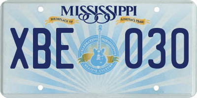 MS license plate XBE030