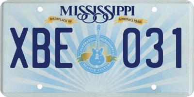 MS license plate XBE031