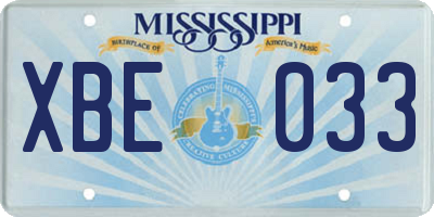 MS license plate XBE033