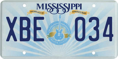 MS license plate XBE034