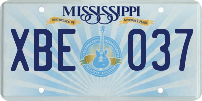 MS license plate XBE037