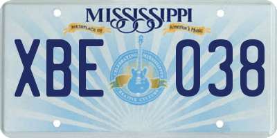 MS license plate XBE038