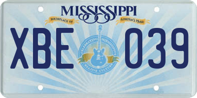 MS license plate XBE039