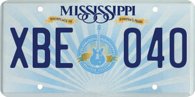 MS license plate XBE040