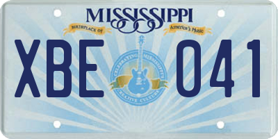 MS license plate XBE041