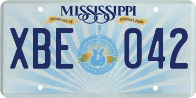 MS license plate XBE042