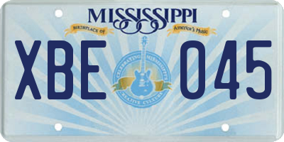 MS license plate XBE045