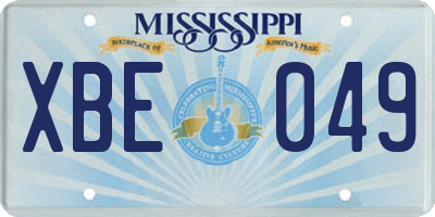 MS license plate XBE049