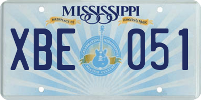 MS license plate XBE051