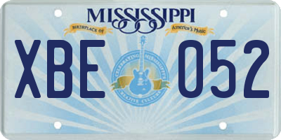 MS license plate XBE052